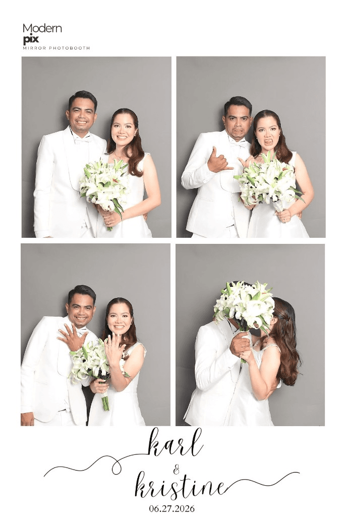 Guests posing at a Modern Pix Mirror Photobooth